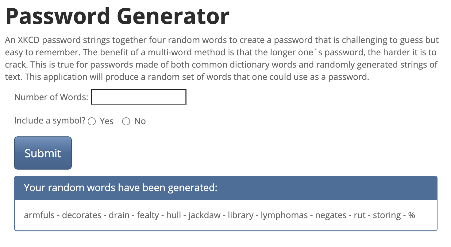 Xkcd password generator